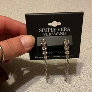FINAL PRICE! BNWT Simply Vera Vera Wang Silver Tone Earrings with CZs
